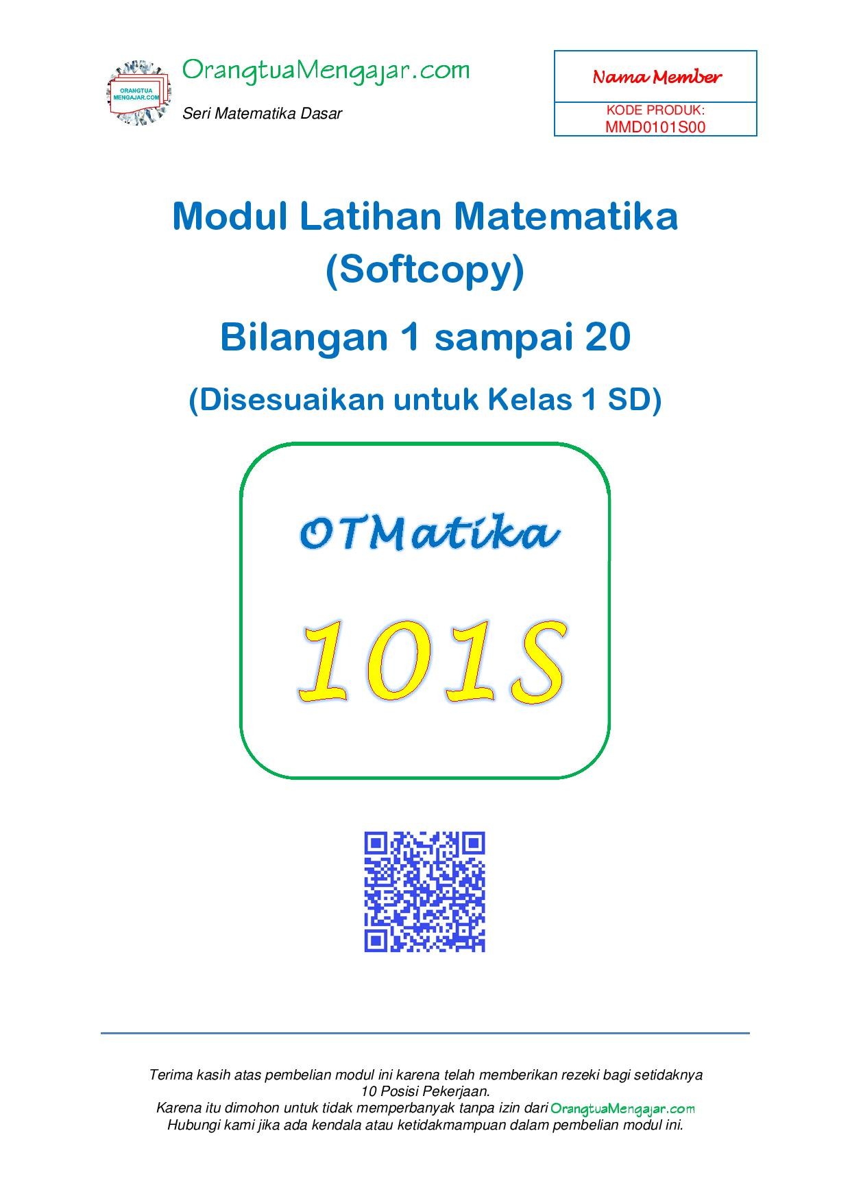 Modul Latihan Matematika Bilangan 1 Sampai 20 Edisi Softcopy